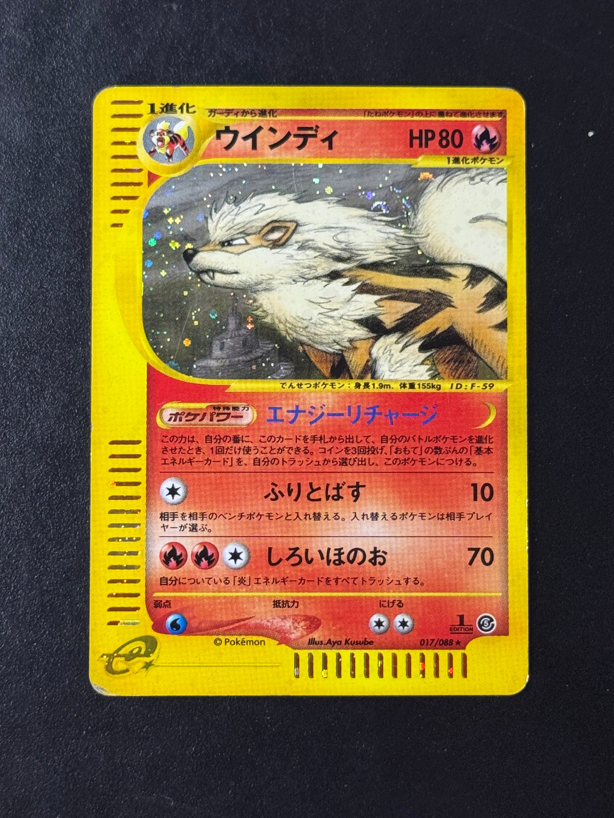 Recto de Arcanine Holo 017/088 (Arcanin) – carte Pokémon japonaise non gradée